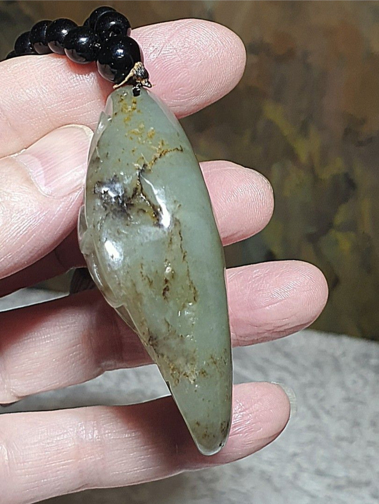 Hetian Pebble Nephrite light green brown "Jade Skin" hand carved Dragon & Copper Coins Jade handheld (with certificate) 和田玉籽玉浅绿黄褐沁手工雕刻龙、铜钱手把(带证书)