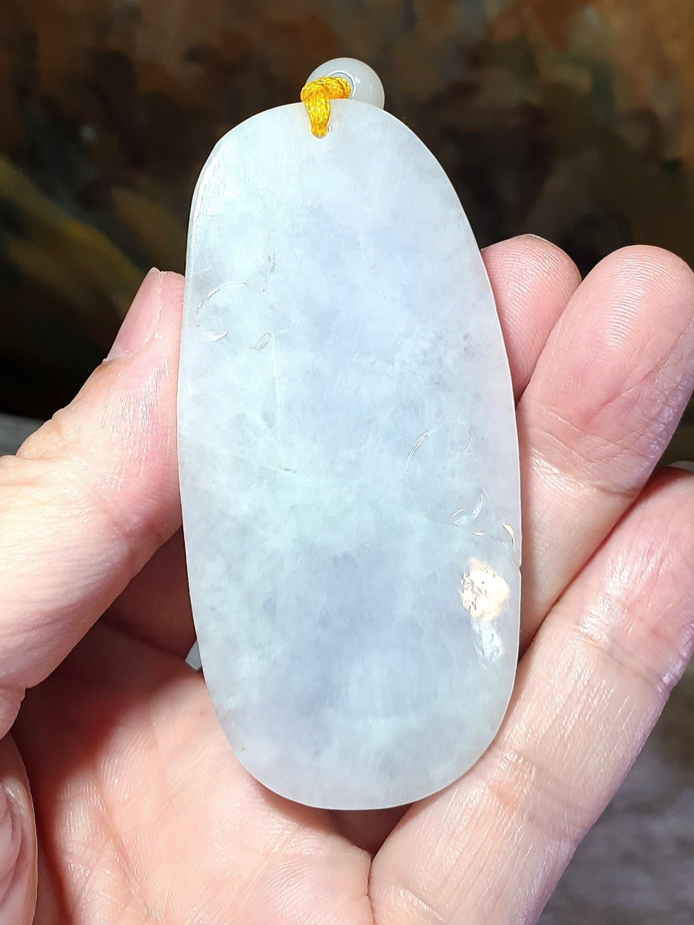 Gegegems Collection premium Type A Jadeite light green light lavender Ruyi & two Goldfish handheld large pendant (with certificate) 精品翡翠淡绿淡紫如意双金鱼手把大吊坠(带证书)