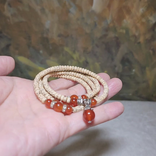 4.5mm  "Star & Moon" Bodhi with Red Agate accessories necklace 4.5毫米老料星月菩提配红玛瑙长项链