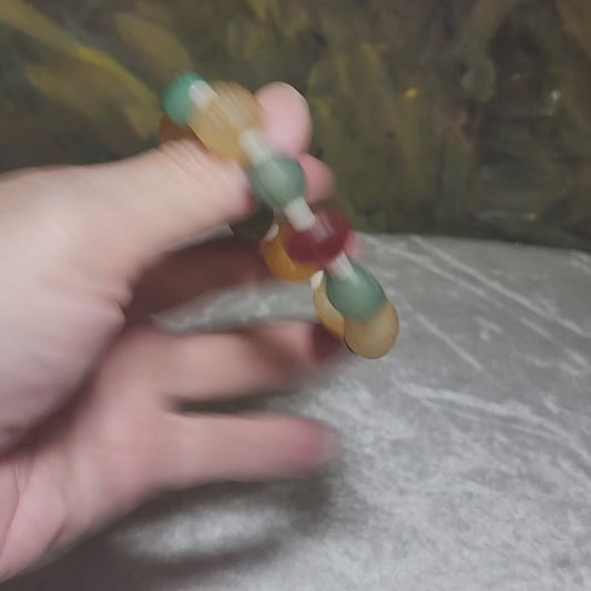 40.8 grams Premium raw Gobi Desert Agate & Tagua (Ivory-Fruit) bracelet 精品天然戈壁沙漠玛瑙原石配象牙果隔片手链