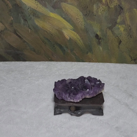 64 grams raw deep purple Uruguay Amethyst cluster handheld/small display [Natural crystal] 天然烏拉圭深紫紫晶簇小摆件/手把