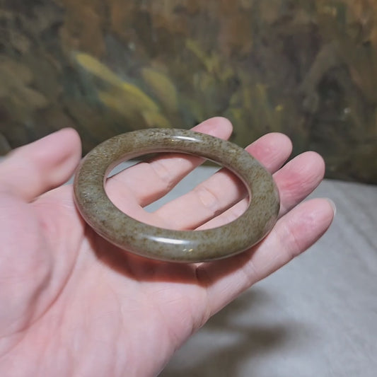 58.1mm Premium Nephrite caramel brownish Jade bangle (with certificate) 58.1毫米和田玉且末糖手镯(带证书)