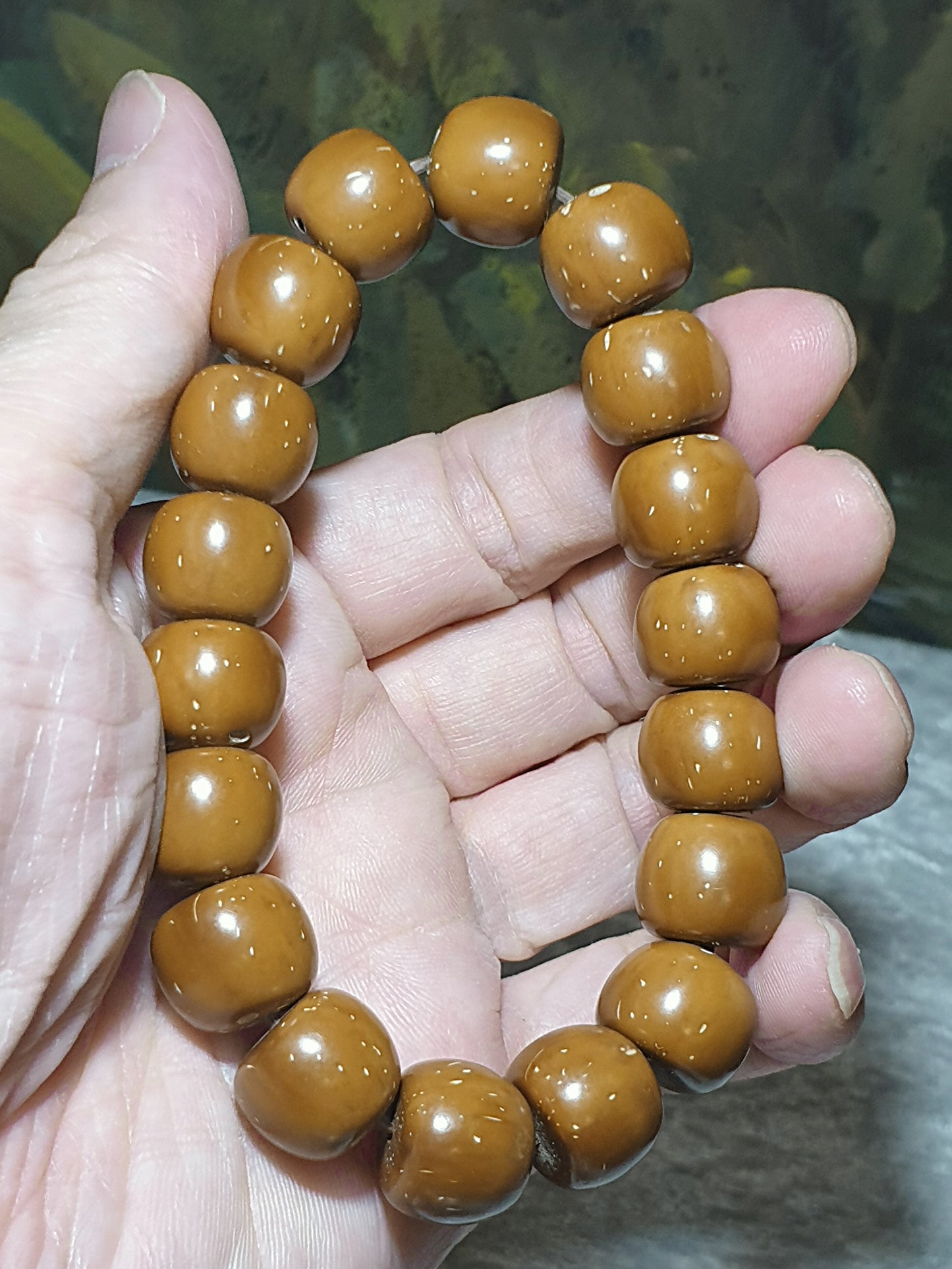 13.5mm 3-Eye Bodhi (zijinshu) ginger yellow traditional old style cut beads bracelet/handheld [Natural unprocessed] 13.5毫米招财紫金鼠(三眼菩提)姜黄皮精工老型珠手链/手持