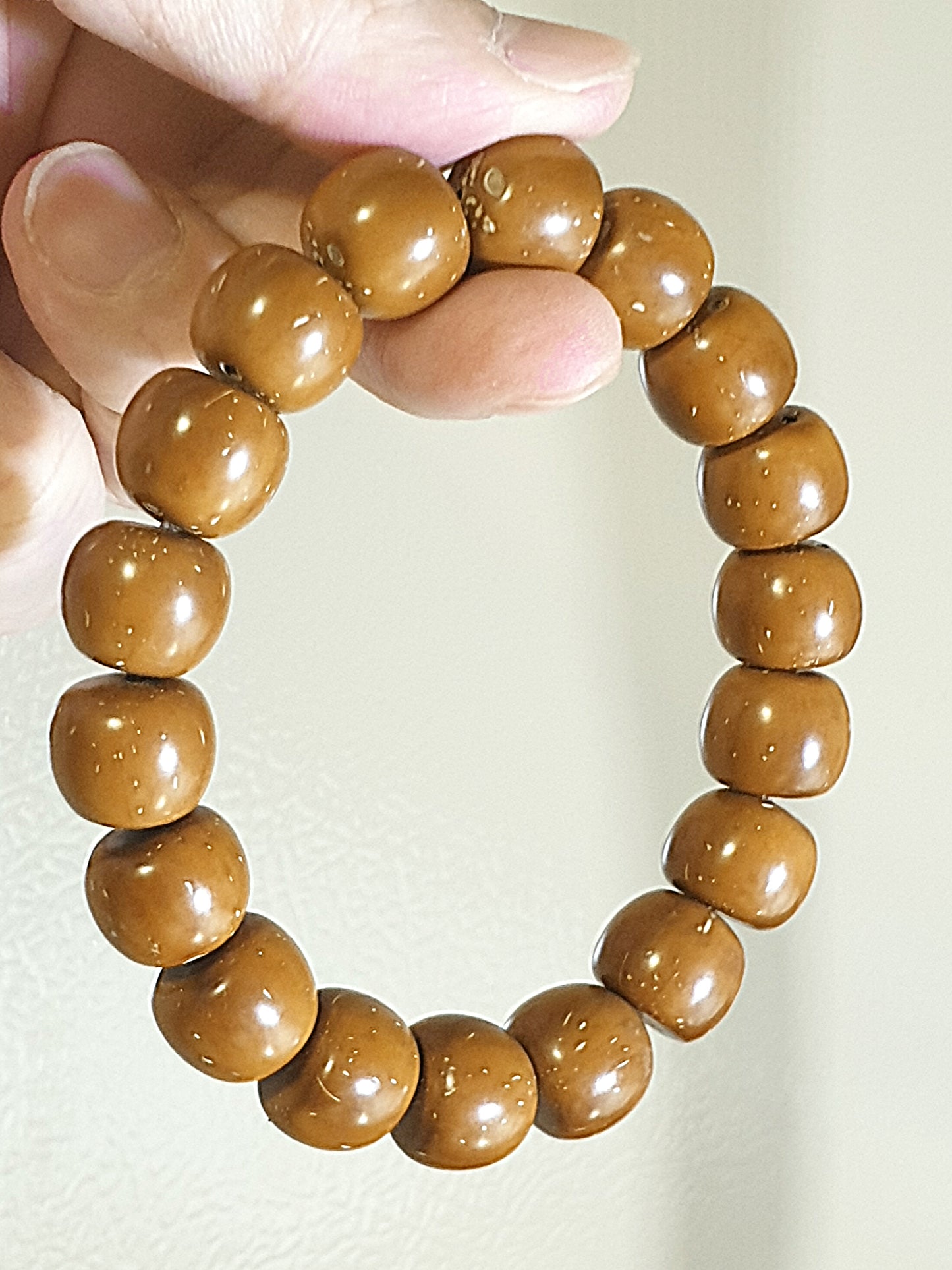 13.5mm 3-Eye Bodhi (zijinshu) ginger yellow traditional old style cut beads bracelet/handheld [Natural unprocessed] 13.5毫米招财紫金鼠(三眼菩提)姜黄皮精工老型珠手链/手持