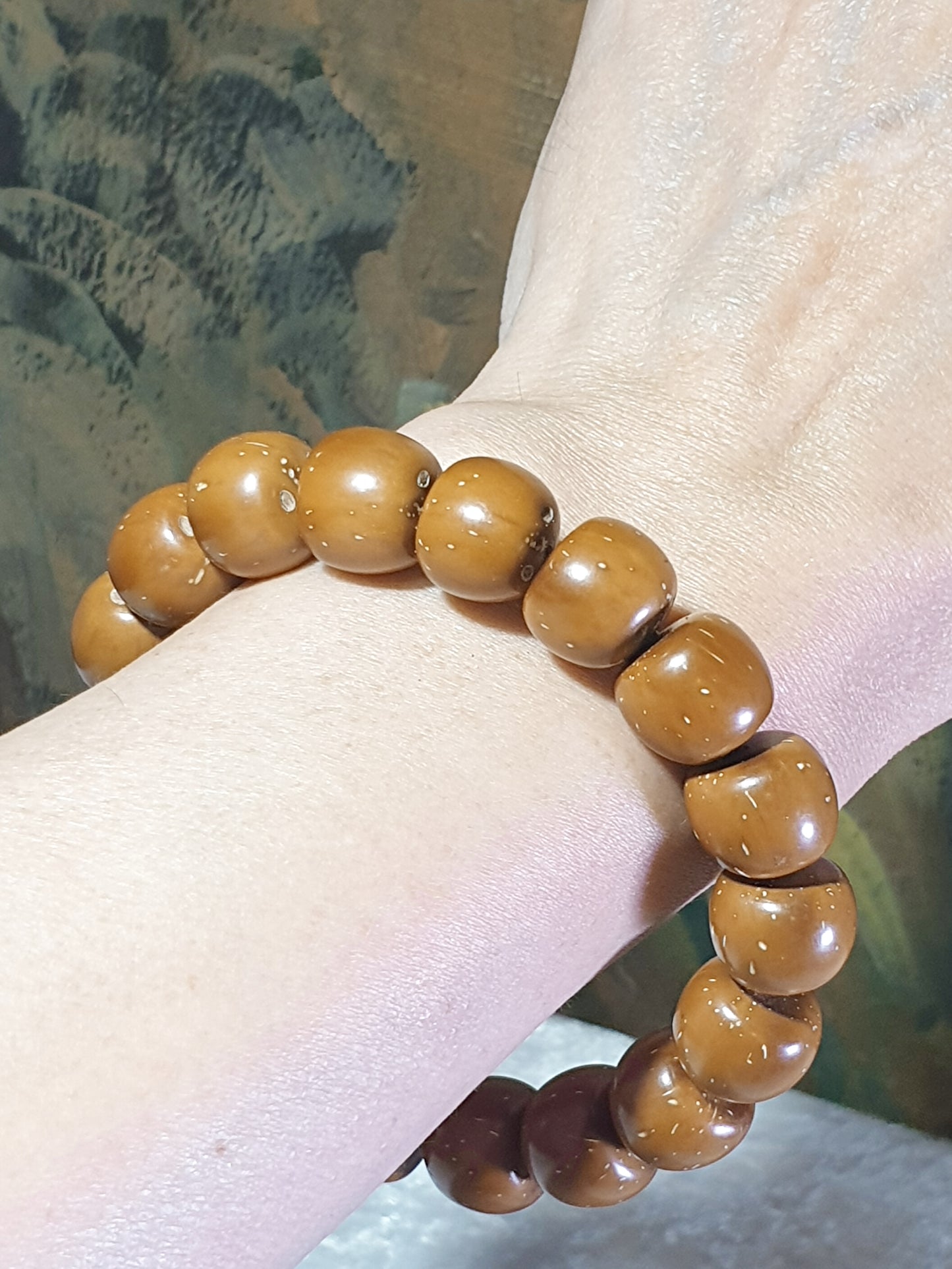 13.5mm 3-Eye Bodhi (zijinshu) ginger yellow traditional old style cut beads bracelet/handheld [Natural unprocessed] 13.5毫米招财紫金鼠(三眼菩提)姜黄皮精工老型珠手链/手持