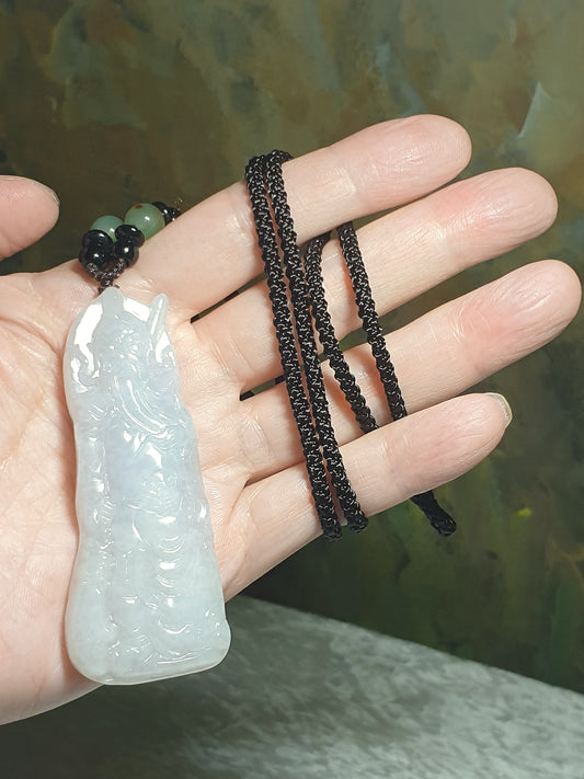 Natural untreated Burma Jade (Type A Jadeite) Guan Gong (Guan Yu) pendant/handheld (with certificate) [Natural Crystal] 翡翠关公吊坠/手持(带证书)