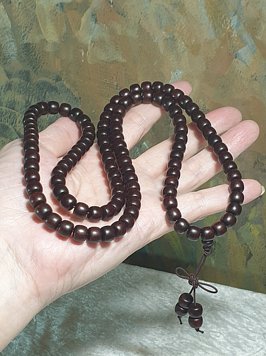 [Sold] Rare 8mm Premium aged Indian Red Sandalwood wine red with "golden spots" 108 mala necklace/multiple loops bracelet [Natural unprocessed] 罕见8毫米老料印度小叶紫檀酒红滿金星老型珠108念珠/项链/多圈手链