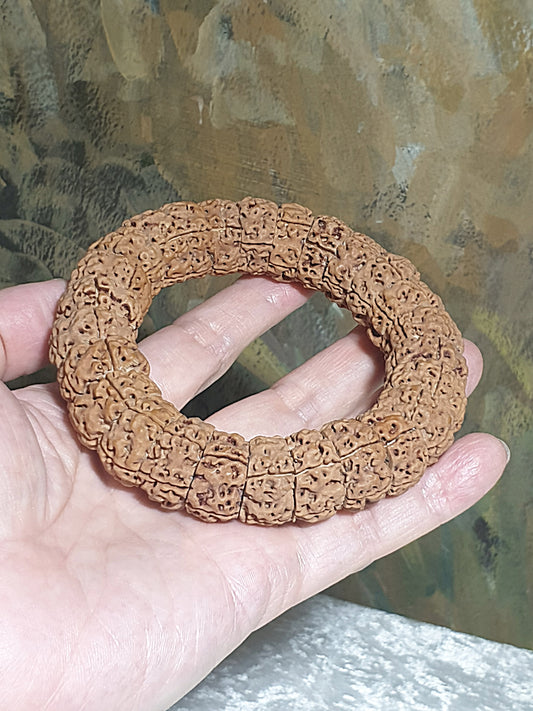 20mm Premium Nepal Rudraksha from high altitude (dense & high natural oil contents) same tree full body Panlong Double-Dragon 5 Mukhi Vajra Circle Tibetan bracelet/Handheld 20毫米尼泊尔安娜籽同树五瓣满肉盘龙双龙大金刚菩提子金刚伏魔圈藏式手串/手持