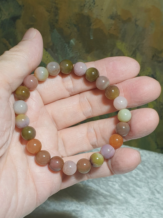 8.5mm SiChuan Yanyuan Agate matt finished bracelet [Natural Crystal] 8.5毫米四川盐源玛瑙柔光手链