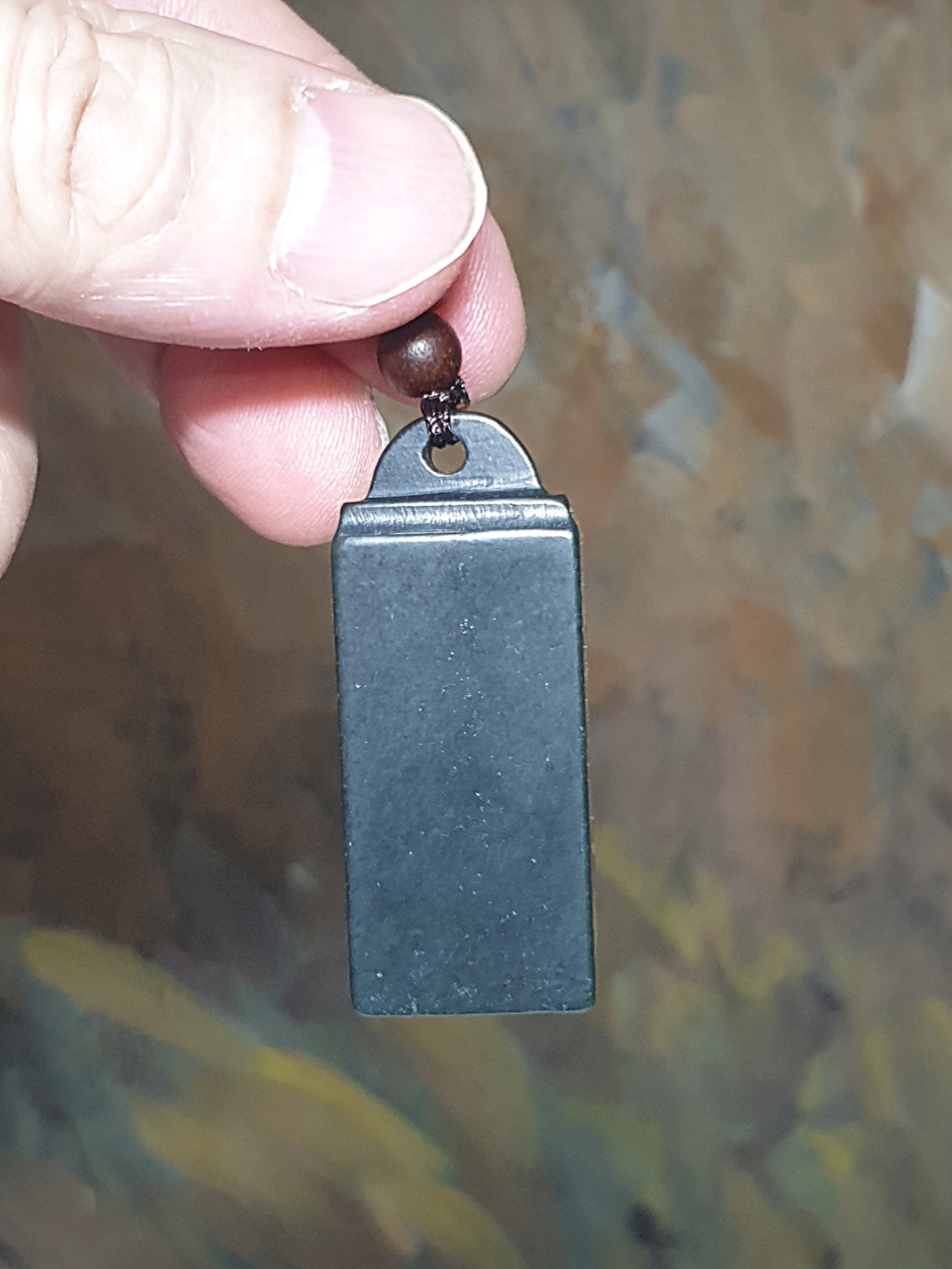 Nephrite deep green "Sliding Weight" Ruyi Wu Shi Pai Jade pendant (with certificate) 和田玉深绿立体称砣称心如意无事牌吊坠(带证书)