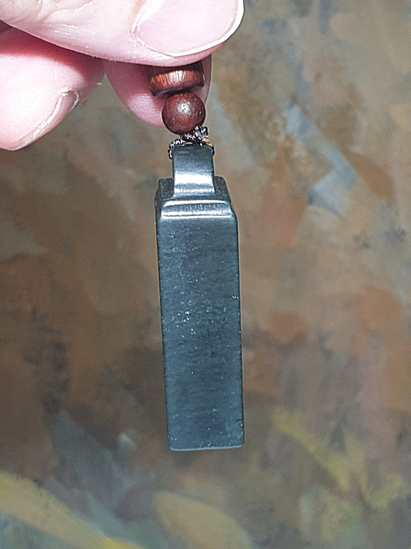 Nephrite deep green "Sliding Weight" Ruyi Wu Shi Pai Jade pendant (with certificate) 和田玉深绿立体称砣称心如意无事牌吊坠(带证书)