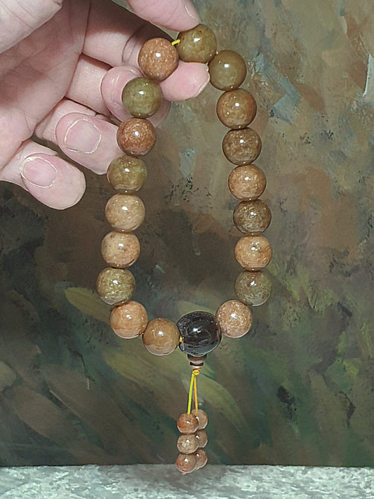 13mm Type A Yellow Jadeite 18 beads mala/handheld [Natural Crystal] 13毫米翡翠黄翡精工十八子念珠/手持