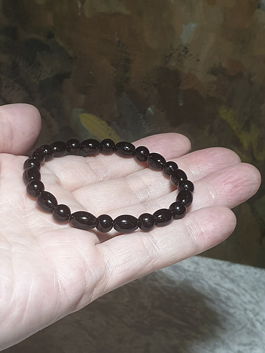 6.5x6.5x8mm rare olive shape natural untreated Black Tourmaline bracelet [Natural Crystal] 6.5x6.5x8毫米全天然黑碧玺手链