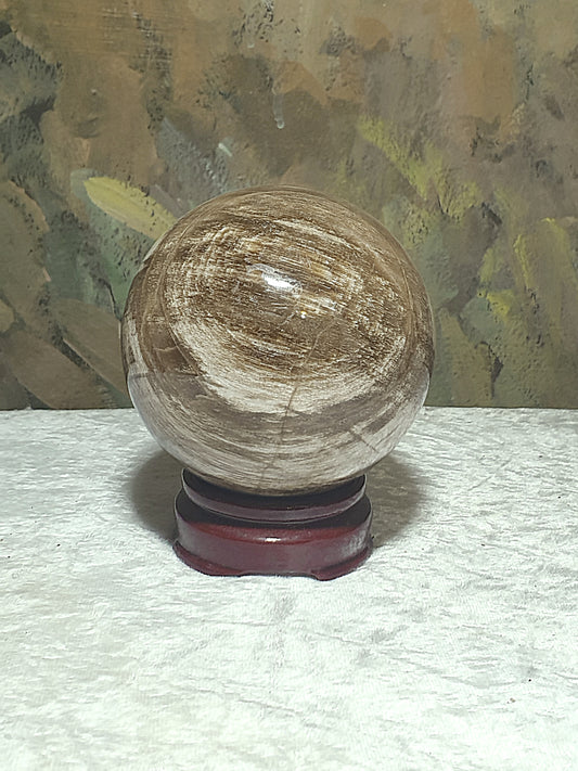 84mm Petrified wood ball [Natural Crystal] 84毫米天然木化石球