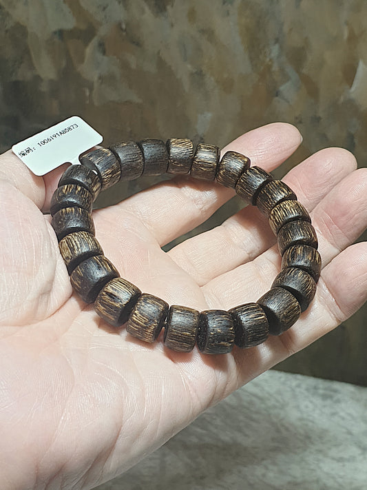 Premium 12mm South East Asian Agarwood traditional barrel beads bracelet (with certificate) 12毫米优质星洲系沉香桶珠手链(带证书)