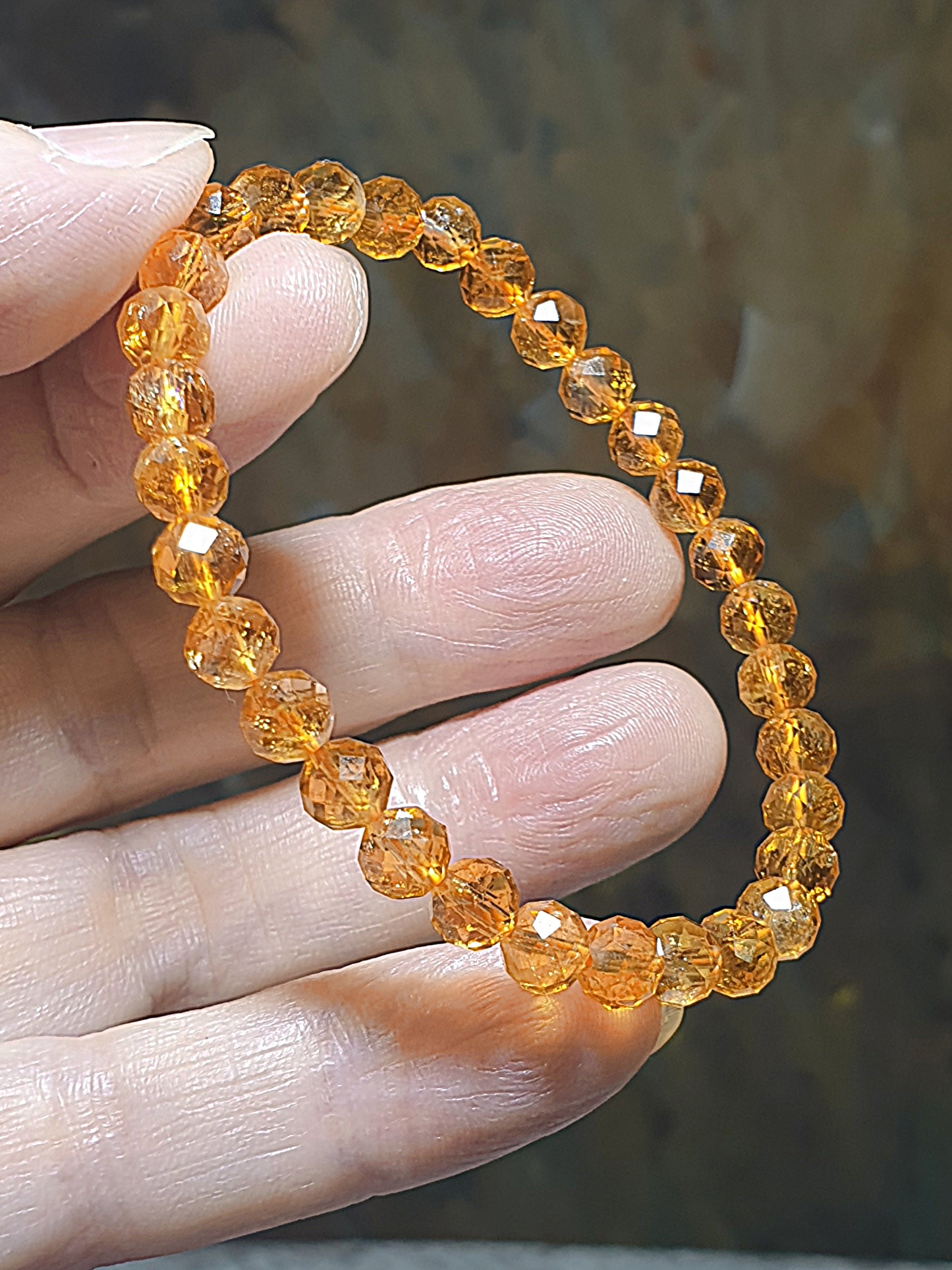 6mm Premium natural Citrine strong golden yellow faceted bracelet [Natural Crystal] 6毫米优质天然黄水晶深金黄手链