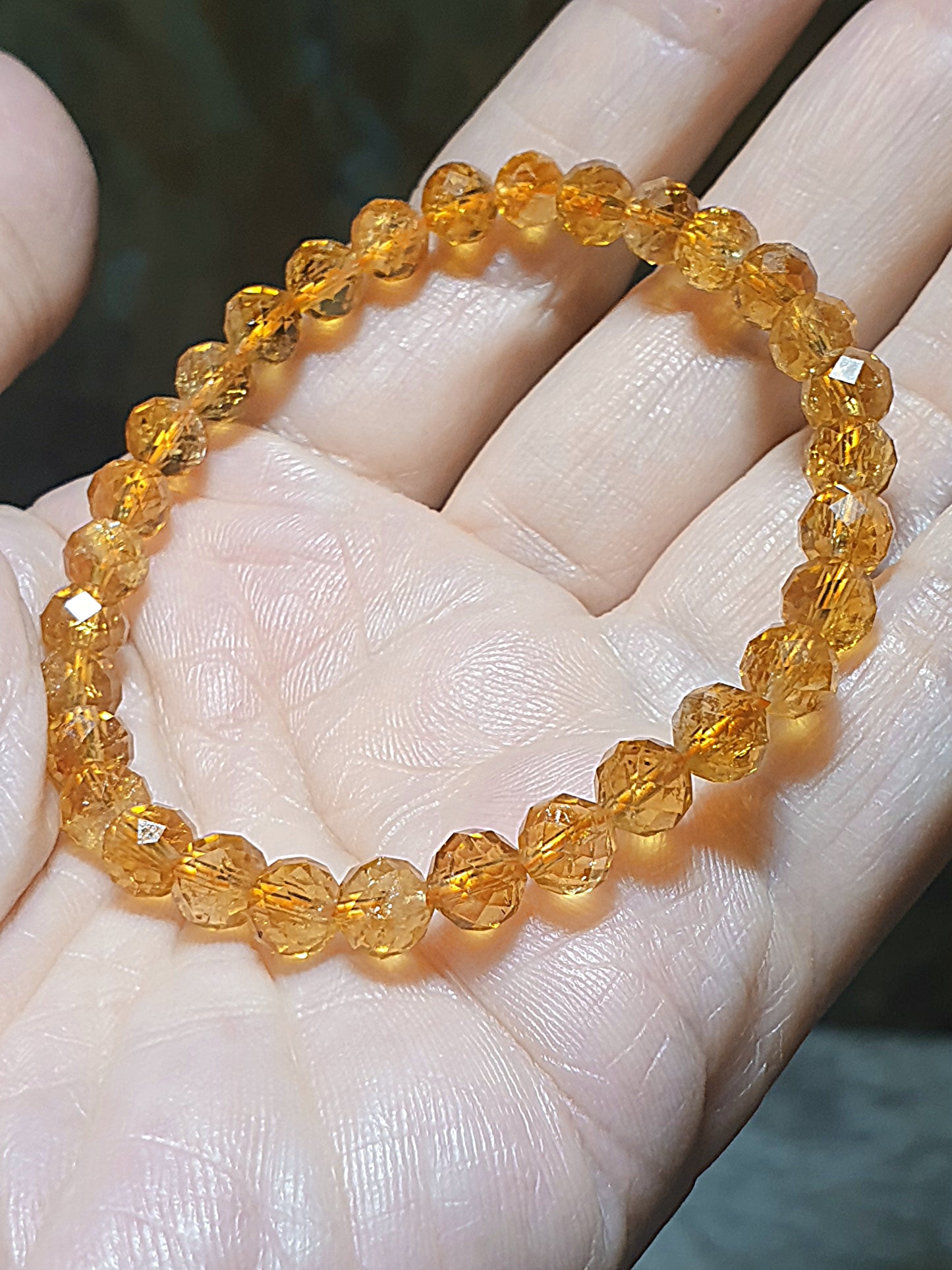 6mm Premium natural Citrine strong golden yellow faceted bracelet [Natural Crystal] 6毫米优质天然黄水晶深金黄手链