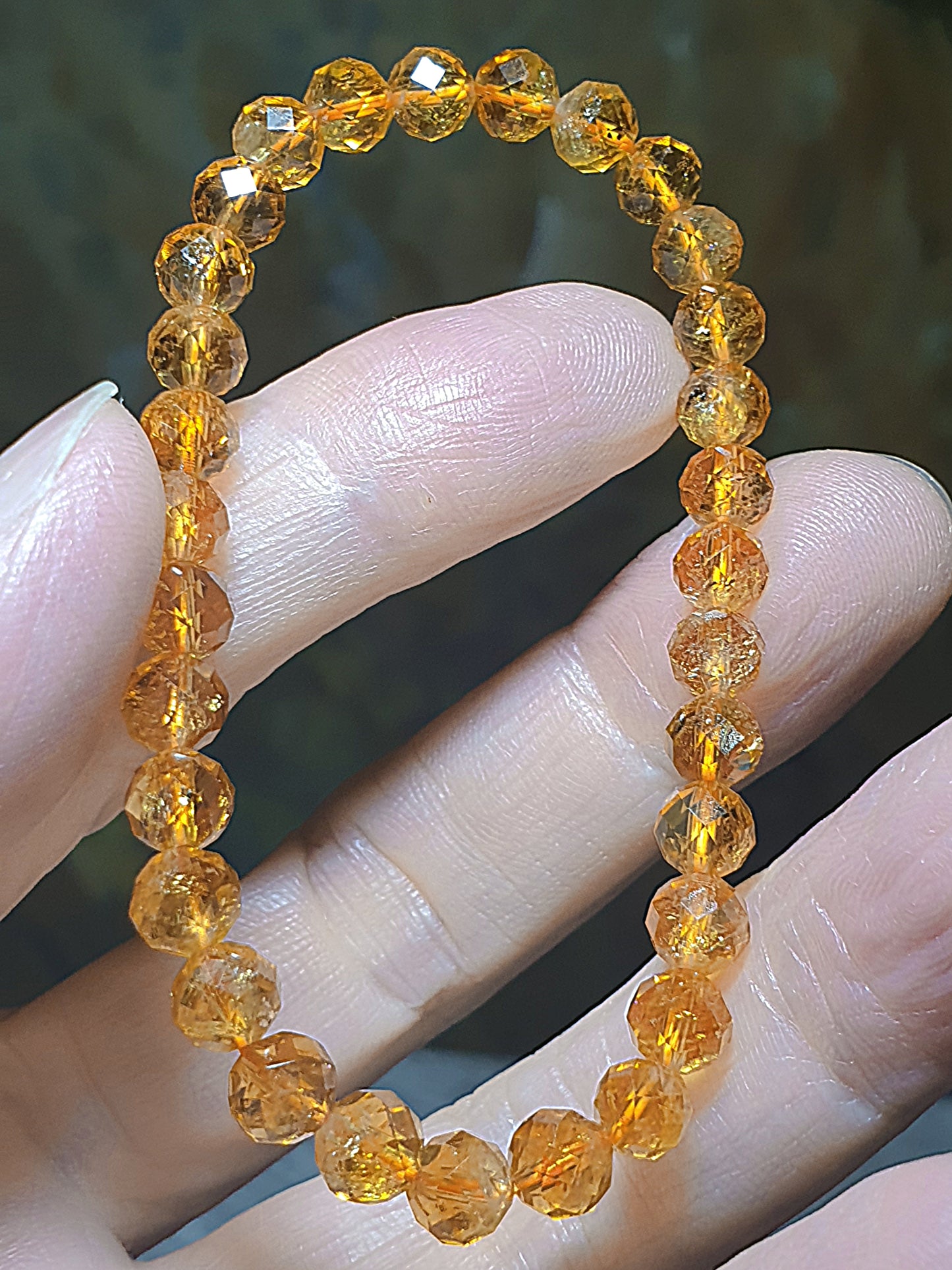 6mm Premium natural Citrine strong golden yellow faceted bracelet [Natural Crystal] 6毫米优质天然黄水晶深金黄手链