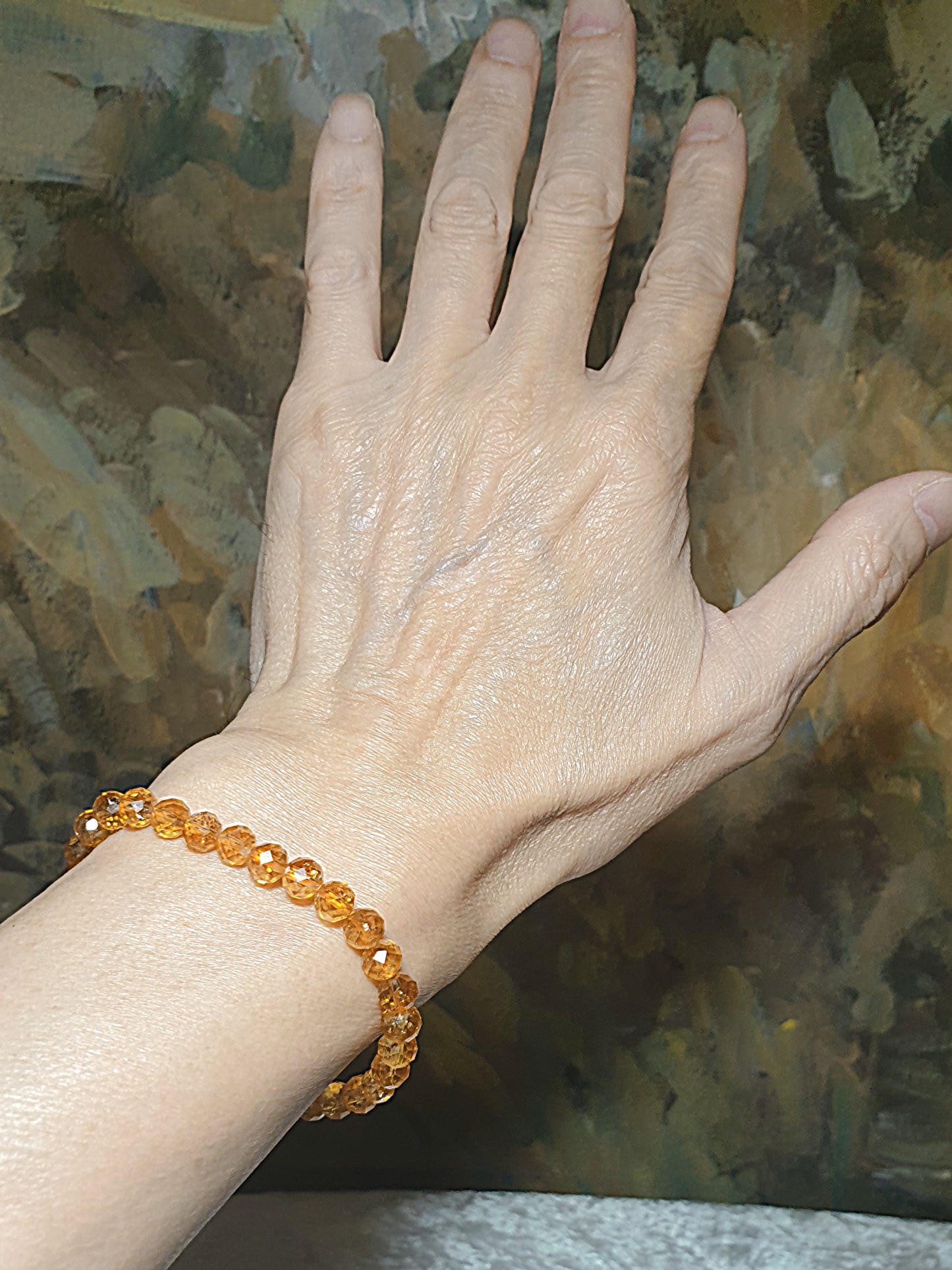 6mm Premium natural Citrine strong golden yellow faceted bracelet [Natural Crystal] 6毫米优质天然黄水晶深金黄手链