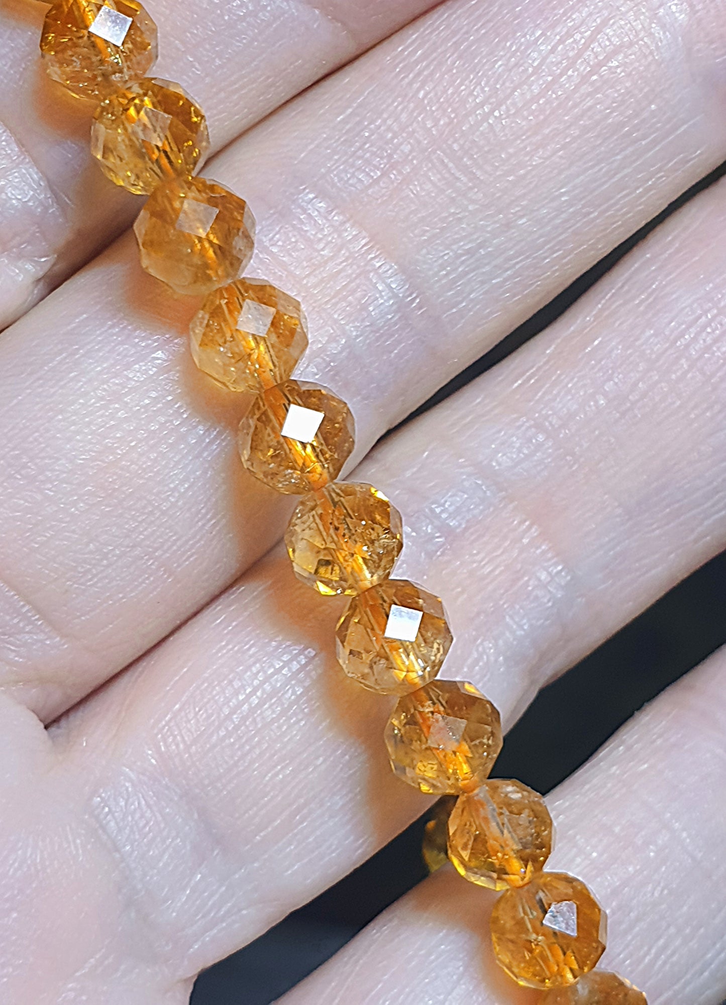 6mm Premium natural Citrine strong golden yellow faceted bracelet [Natural Crystal] 6毫米优质天然黄水晶深金黄手链