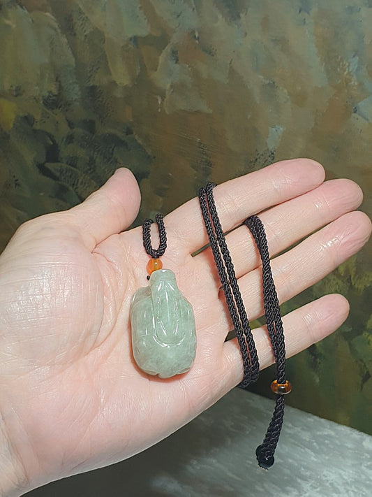 Type A Jadeite pea green Dragon-Tortoise with Ancient Coins Jade pendant (with certificate) #22 [Natural Crystal] 翡翠浅豆绿龙龟铜钱吊坠(带证书)