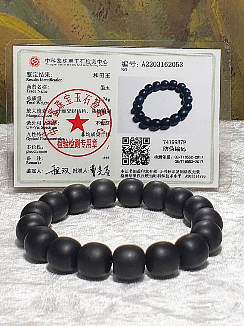 Black Dyed Jade and Stainless Steel Bead Stretch Bracelet - Walmart.com
