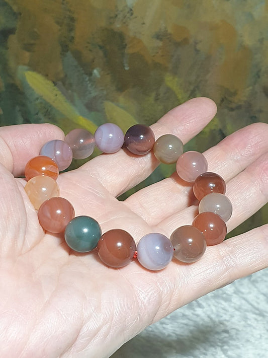 13mm large size beads Premium SiChuan Yanyuan Agate natural candy color bracelet [Natural Crystal] 大尺寸13毫米四川盐源玛瑙天然糖果色手链