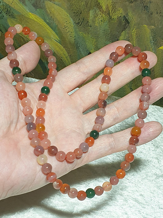7.2mm SiChuan Yanyuan Agate necklace/3 loops bracelet [Natural Crystal] 7.2毫米四川盐源玛瑙项链/三圈手链