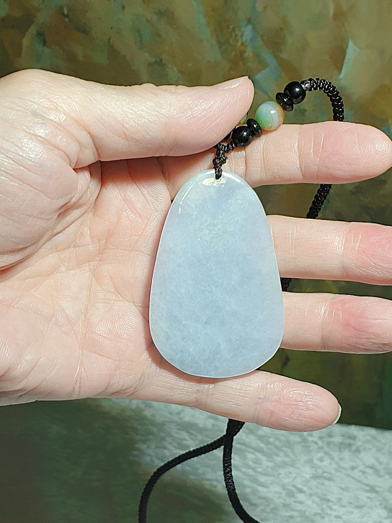 Type A Jadeite light greenish light purplish Tibetan Jambhala (God of Wealth) Jade pendant (with certificate) 翡翠淡紫绿藏密黄财神吊坠(带证书) #2