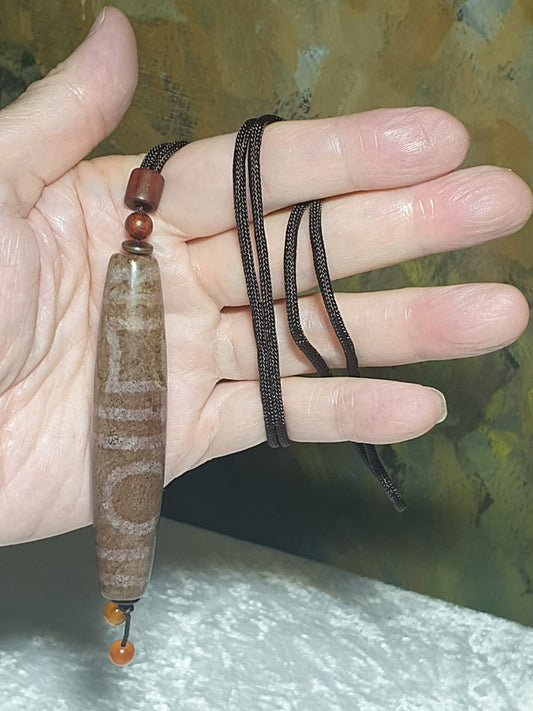 Rare large size 80mm aged Tibetan Xang Xung (Zhang Zhung) double Heaven and Earth Dzi with a lot of tiny red spots (with certificate) 罕见大尺寸80毫米西藏老矿象雄满细朱砂双天地天珠(带证书)